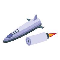 Space rocket icon isometric vector. Base mars vector