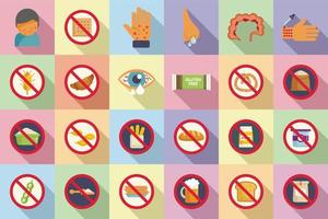 Gluten intolerance icons set flat vector. Free gluten vector