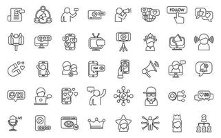 Influencer icons set outline vector. Video subscribe vector