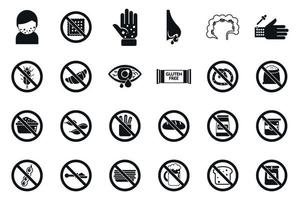 Gluten intolerance icons set simple vector. Free gluten vector