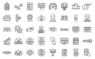 Satisfaction level icons set outline vector. Customer smile vector