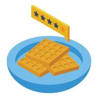 Waffle review icon isometric vector. Food critic vector