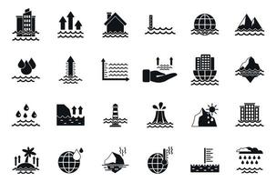 Sea level rise icons set simple vector. Water level vector