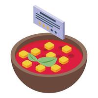 Red soup icon isometric vector. Cooking control vector