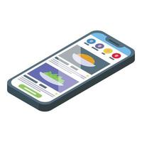 vector isométrico del icono de control de alimentos del teléfono inteligente. seguridad crítica