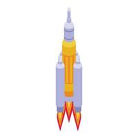 Flying space rocket icon isometric vector. Astronaut planet vector