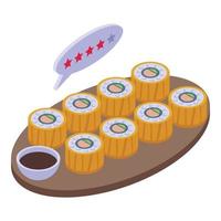 icono de control de rollo de sushi vector isométrico. crítico gastronómico