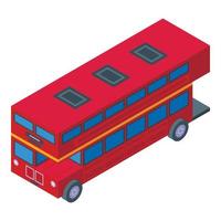 Bus view icon isometric vector. Red old tour vector