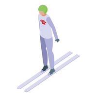 Snow ski jumping icon isometric vector. Winter sport vector
