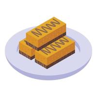 Cake date fruit icon isometric vector. Food sweet vector