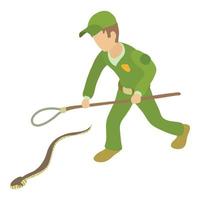 Common viper icon isometric vector. Man in uniform with noose and european viper vector