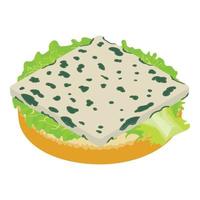 icono de sándwich dorblue vector isométrico. sándwich con queso dorblu y lechuga