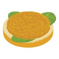 Chicken sandwich icon isometric vector. Sandwich with chicken cutlet and spinach vector