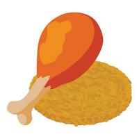 icono de comida de pollo vector isométrico. pierna de pollo frito y icono de chuleta de ave