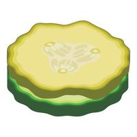 Cucumber slice icon isometric vector. Slice of fresh and salted green cucumber vector