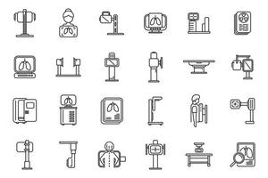 Fluorography icons set outline vector. Man lung vector