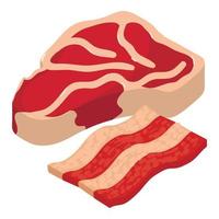 icono de comida de carne vector isométrico. gran trozo de lomo de res y icono de trozo de jamón