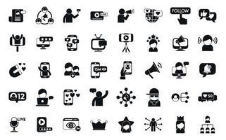 Influencer icons set simple vector. Video subscribe vector