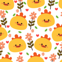 seamless pattern cartoon chick and plant. cute animal wallpaper for textile, gift wrap paper png