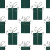 Green gift boxes. Festival seamless pattern. vector