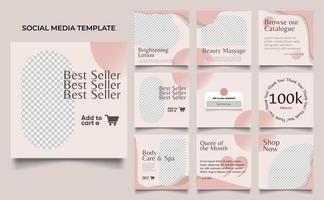 social media template banner beauty care cosmetic and spa sale promotion vector