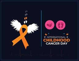 día internacional del cáncer infantil. concepto de niños. plantilla para fondo, pancarta, tarjeta, afiche, ilustración vectorial. vector