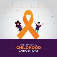 día internacional del cáncer infantil. concepto de niños. plantilla para fondo, pancarta, tarjeta, afiche, ilustración vectorial. vector