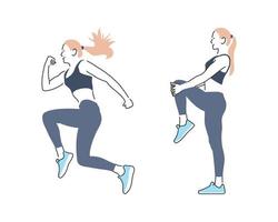 Icon illustration of a woman exercising with shoes vector