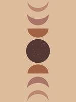 Background with Moon phases print boho minimalist printable wall art mid century abstract print bohemian art work, vector