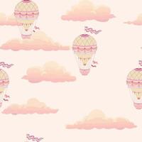 Seamless childish pattern with balloons on the clouds. Creative kids hand drawn texture for fabric, wrapping, textile, wallpaper, apparel. Vector illustration