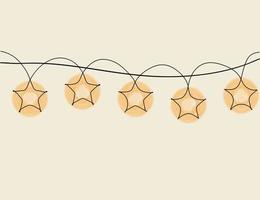 Continuous line of garland of stars. Christmas theme vector illustration.