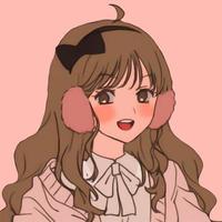 linda chica anime con auriculares rosas y un lazo en la cabeza vector