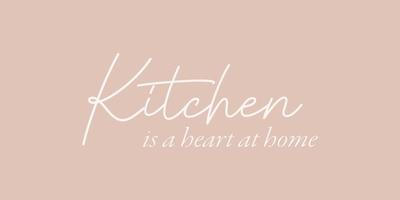 la cocina es un corazón en casa: caligrafía dibujada a mano e inscripción de letras. vector