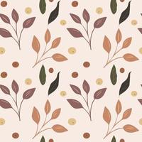 Berries, leaves and branches vector seamless pattern.