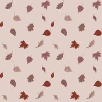 Lovely autumn leafs pattern in warm colors, seamless repeat. Trendy flat style. Great for backgrounds, apparel editorial design, cards, gift wrapping paper, home decor etc. vector