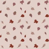 Lovely autumn leafs pattern in warm colors, seamless repeat. Trendy flat style. Great for backgrounds, apparel editorial design, cards, gift wrapping paper, home decor etc. vector