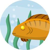vida submarina agua con algas. fauna y acuario. elemento de pesca. ilustración plana de dibujos animados vector