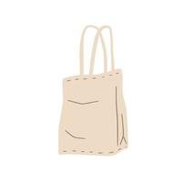 Canvas Tote bag. Cloth eco shopper. Flat cartoon illustration. Reusable Bag for Groceries vector