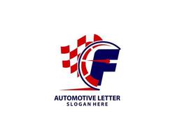 logotipo automotriz del automóvil en el concepto de velocidad de la letra f. plantilla de coche deportivo para servicio de coche, reparación de coche con diseño de logotipo de letra f de velocímetro vector