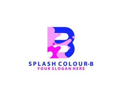 creative initial letter b with splash art style color logo vector