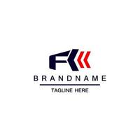 letter F arrow logo design, letter F and arrow, combination logo with flat blue and red color style vector