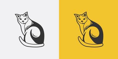 Back view cat logo template with white and yellow color variant vector