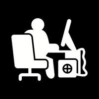 icono de vector de trabajador de computadora