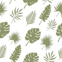 Seamless botanical pattern with green tropical leaves. Vector illustration