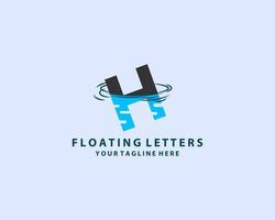 H Black Letter Logo Design with Circular Shape and Water Effect Vector Illustration