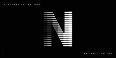 logotipo de arte de línea abstracta de letra n vector