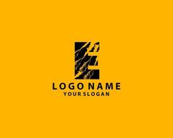 simple abstract yellow scratched E logotype design concept isolated on black background. vector illustration.