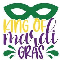 King Of Mardi Gras Carnival, Filigree Calligraphic Font With Traditional Symbol Of Mardi Gras - Fleur De Lis, Elegant Fancy Logo With Greeting Slogan vector