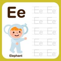 Alphabet tracing book for preschool with example and fun vector