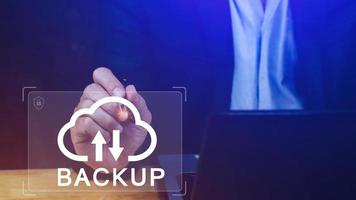 Internet data storage backup with virtual interface technology, technology business concept, Cloud technology, Data storage, Networking and internet service concept. photo